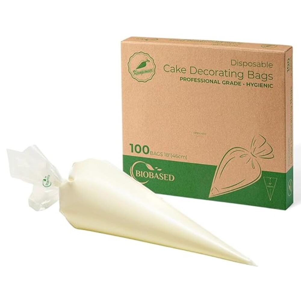 Disposable Plant Based Piping Bags, Cake Decorating Pastry Bag - Pack of 100